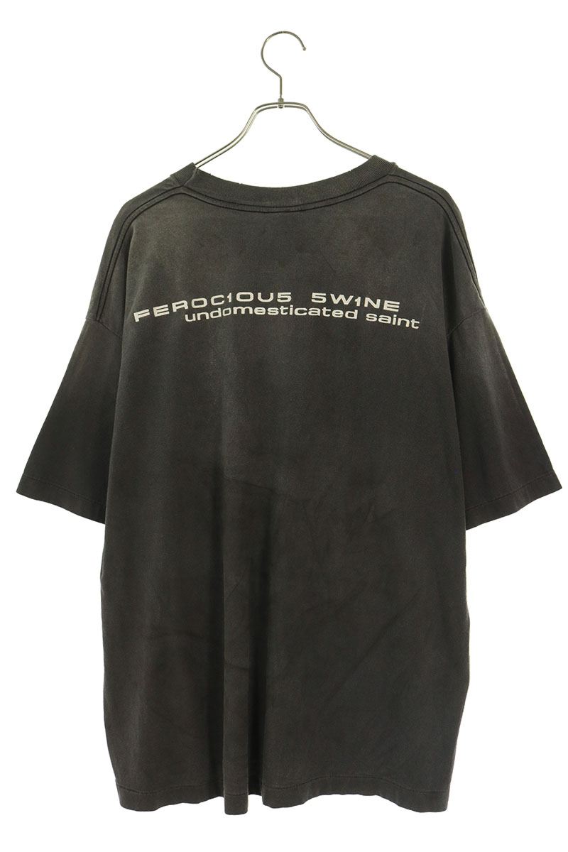 SAINT MICHAEL 25SS Distressed Alien T-Shirt Black Size XL