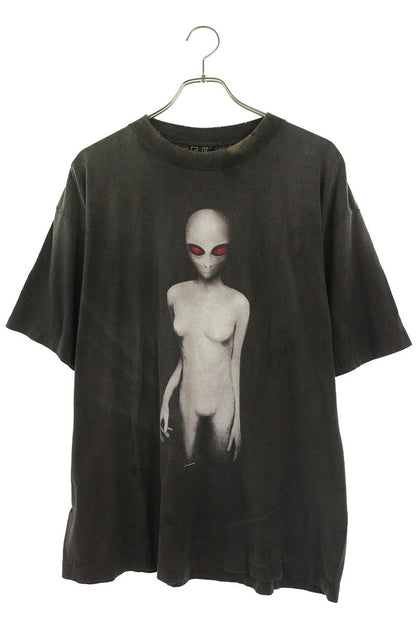 SAINT MICHAEL 25SS Distressed Alien T-Shirt Black Size L