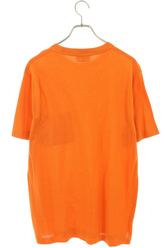 HERMES H-Embroidered Pocket Cotton T-Shirt Orange Size L