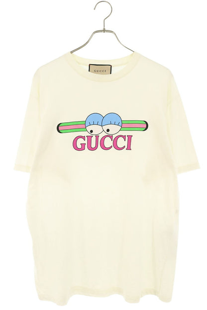GUCCI Front Eye Logo Print T-Shirt White Size L
