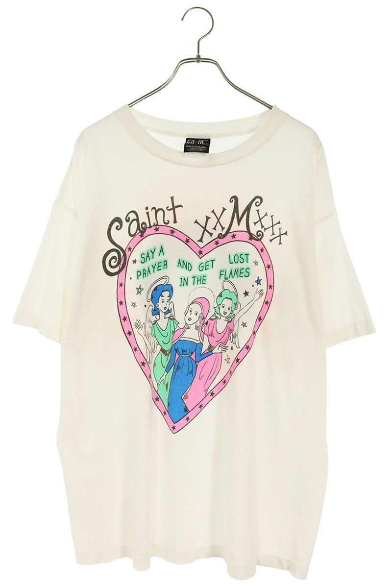 SAINT MICHAEL Girls Print Vintage T-Shirt White Size XL