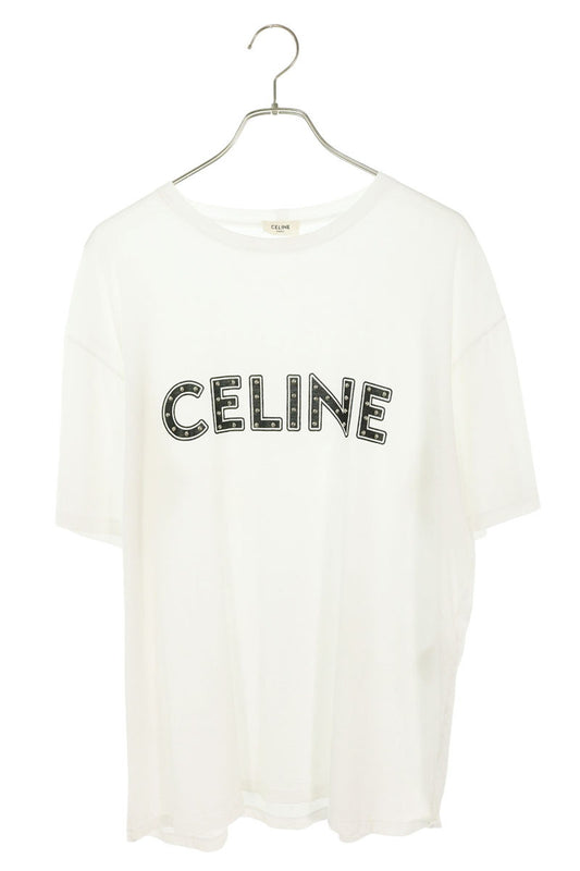 CELINE Cotton Studs Logo Print T-Shirt Size S