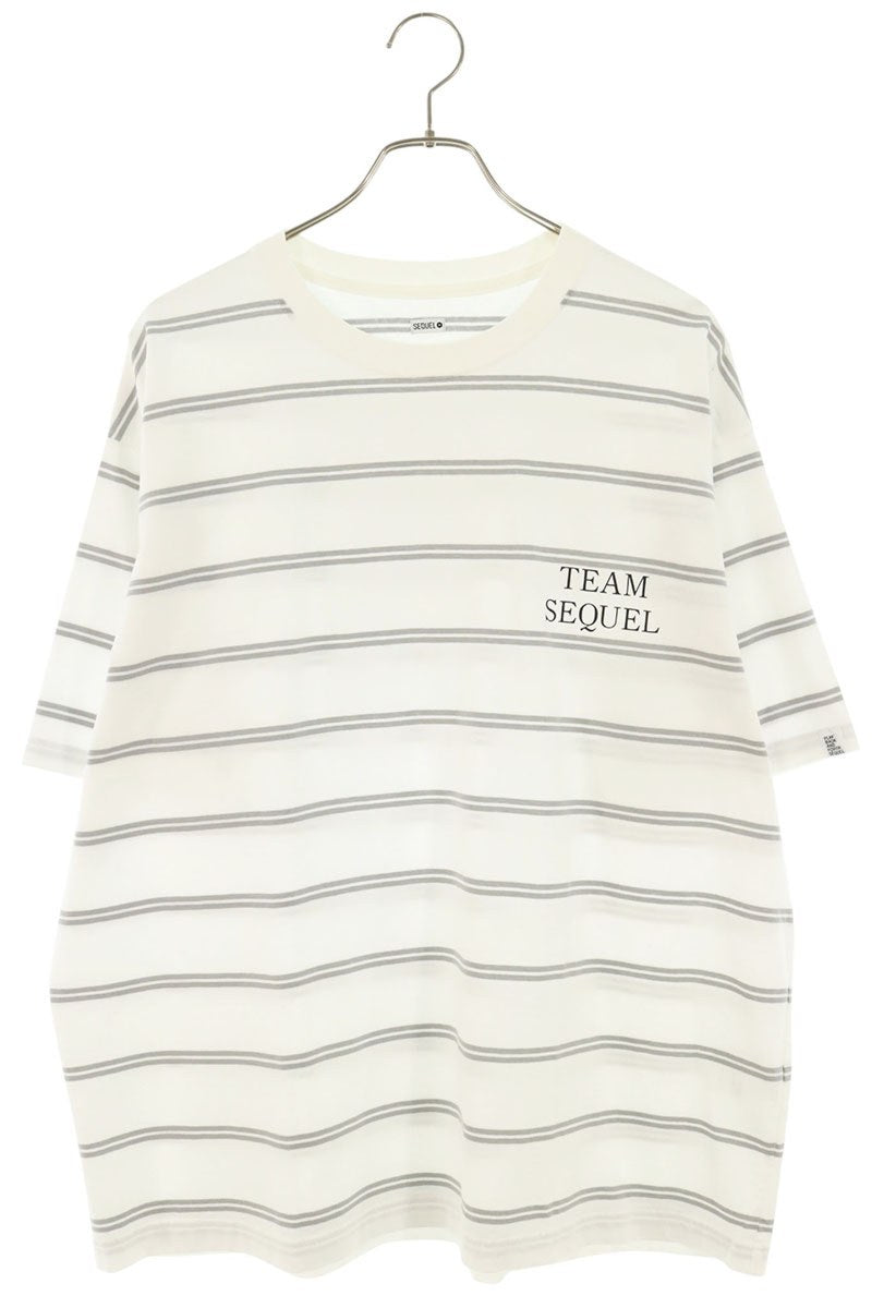 SEQUEL 26SS Logo Print Striped T-Shirt White/Gray Size L