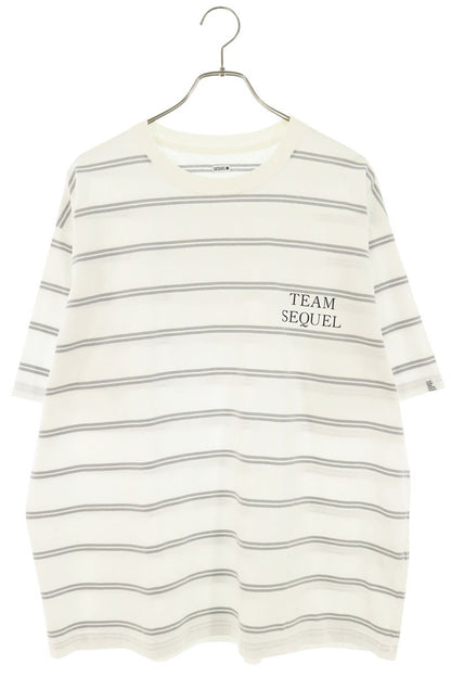 SEQUEL 26SS Logo Print Striped T-Shirt White/Gray Size L