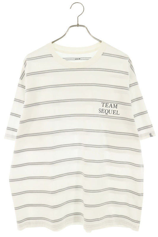 SEQUEL 26SS Logo Print Striped T-Shirt White/Gray Size L