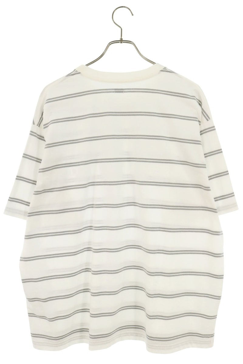 SEQUEL 26SS Logo Print Striped T-Shirt White/Gray Size L