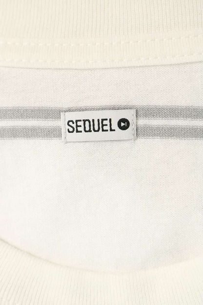 SEQUEL 26SS Logo Print Striped T-Shirt White/Gray Size L