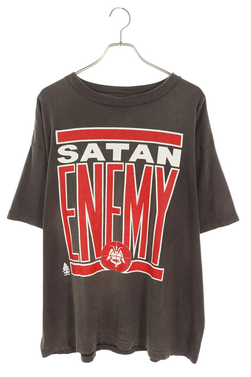 SAINT MICHAEL ENEMY Print Vintage T-Shirt Gray Size XL