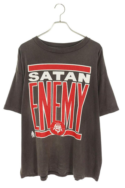 SAINT MICHAEL ENEMY Print Vintage T-Shirt Gray Size XL
