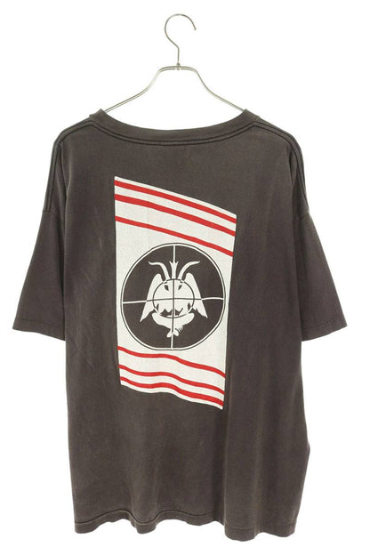 SAINT MICHAEL ENEMY Print Vintage T-Shirt Gray Size XL