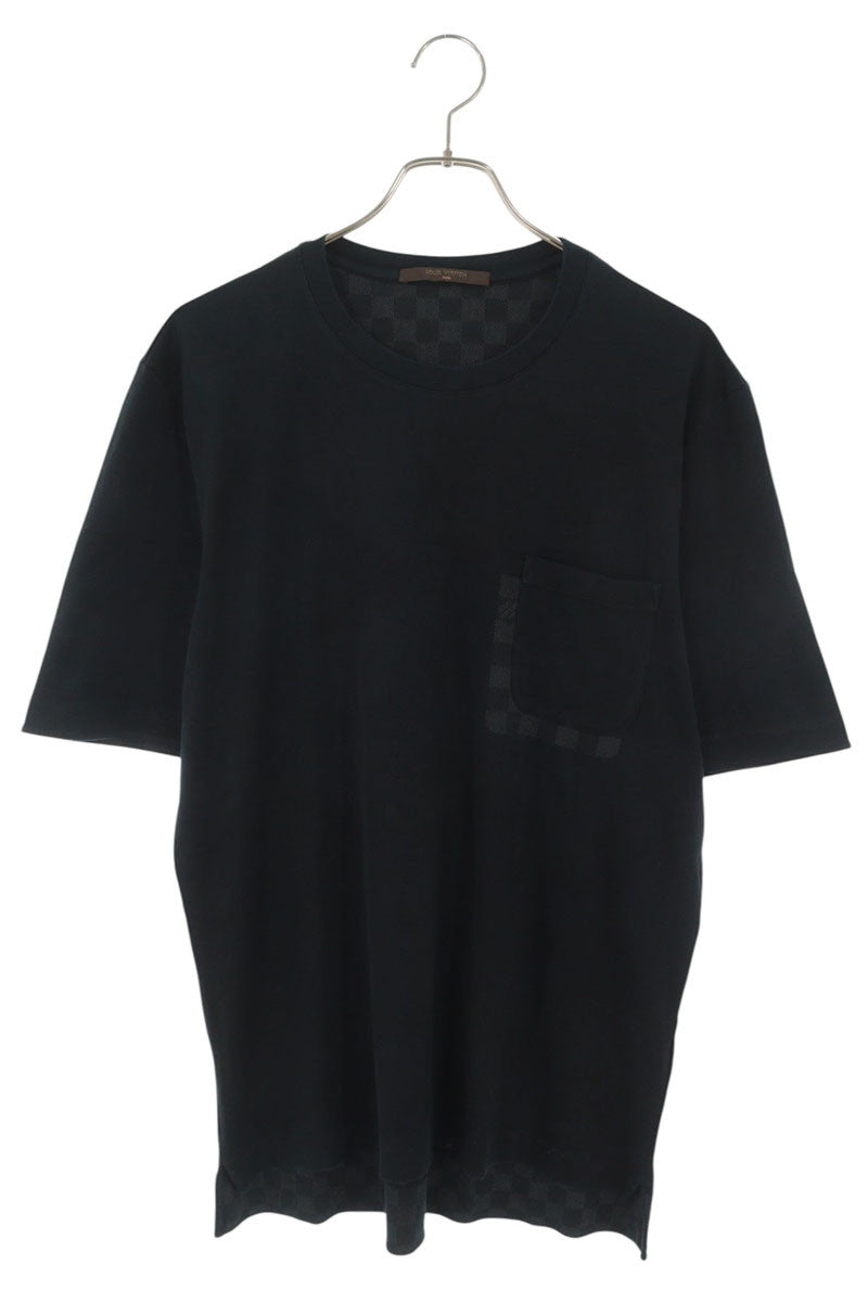 LOUISVUITTON Damier Pattern Cotton T-Shirt Navy Size L