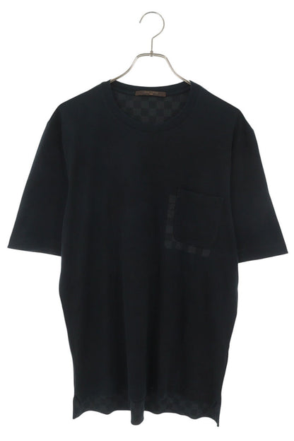 LOUISVUITTON Damier Pattern Cotton T-Shirt Navy Size L