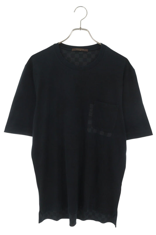 LOUISVUITTON Damier Pattern Cotton T-Shirt Navy Size L