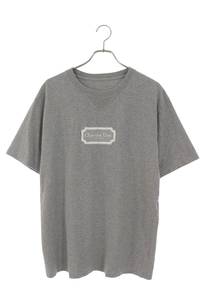DIOR Logo Embroidered Cotton T-Shirt Gray Size M
