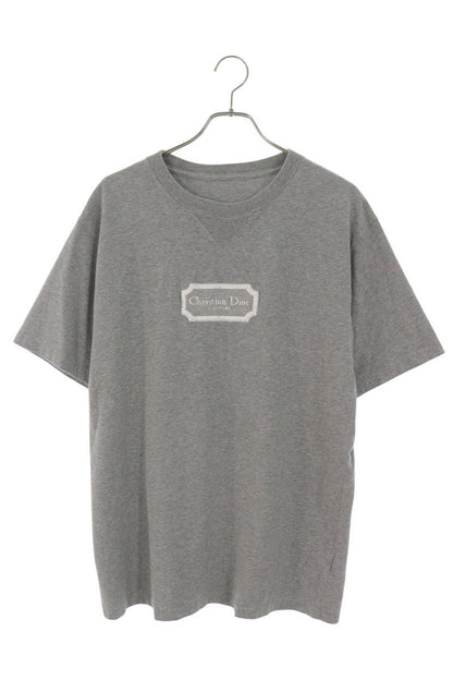 DIOR Logo Embroidered Cotton T-Shirt Gray Size M