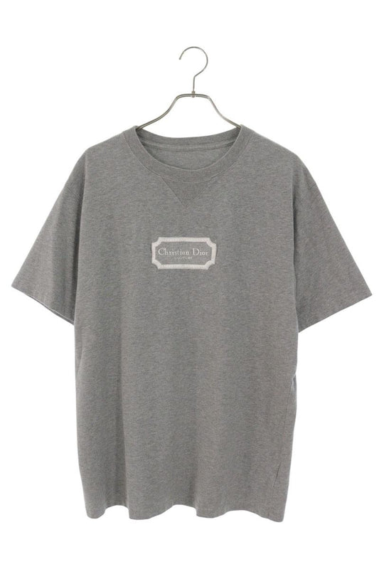 DIOR Logo Embroidered Cotton T-Shirt Gray Size M