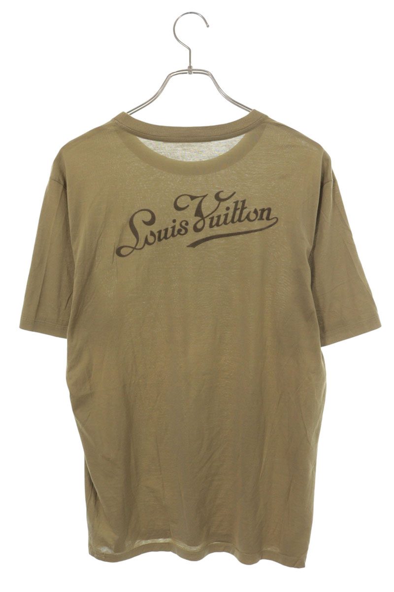 LOUISVUITTON Back Flocked Logo T-Shirt Khaki Size M