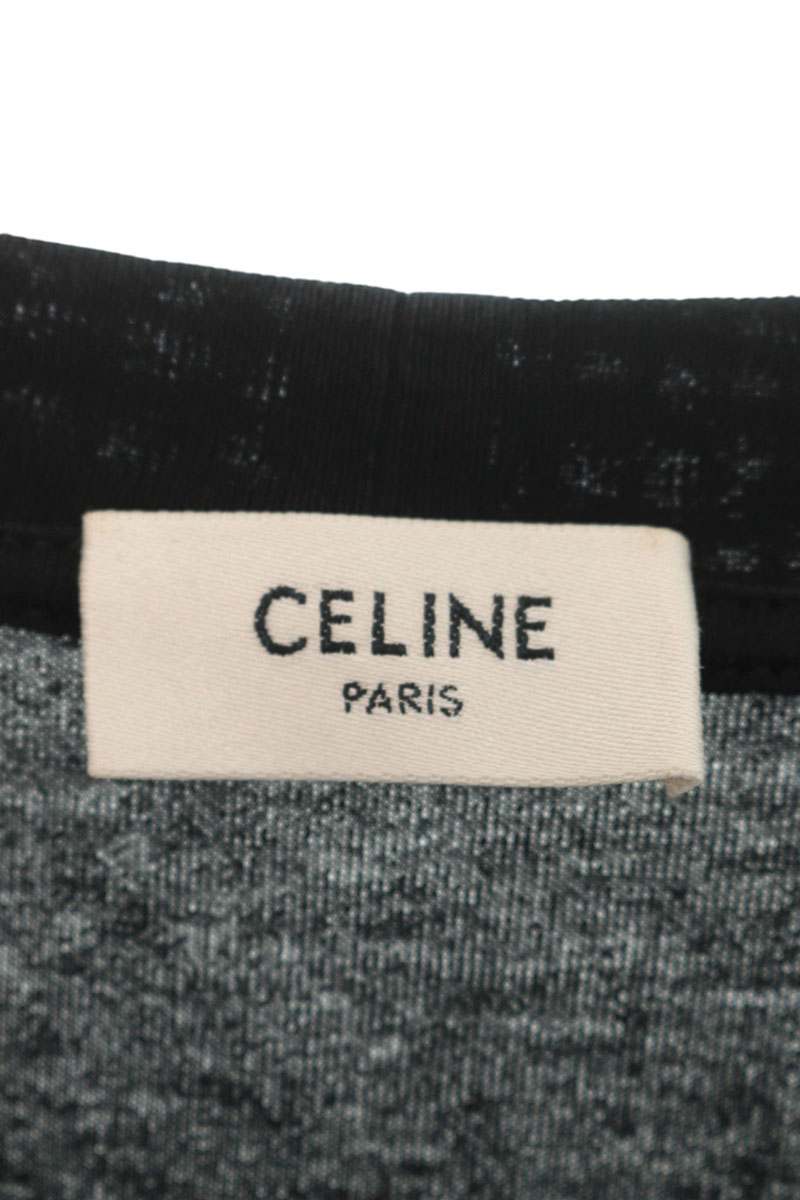 CELINE Rhinestone Logo T-Shirt Black Size L