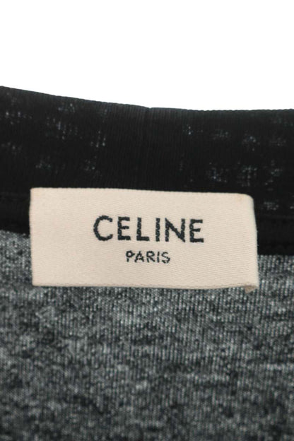 CELINE Rhinestone Logo T-Shirt Black Size L