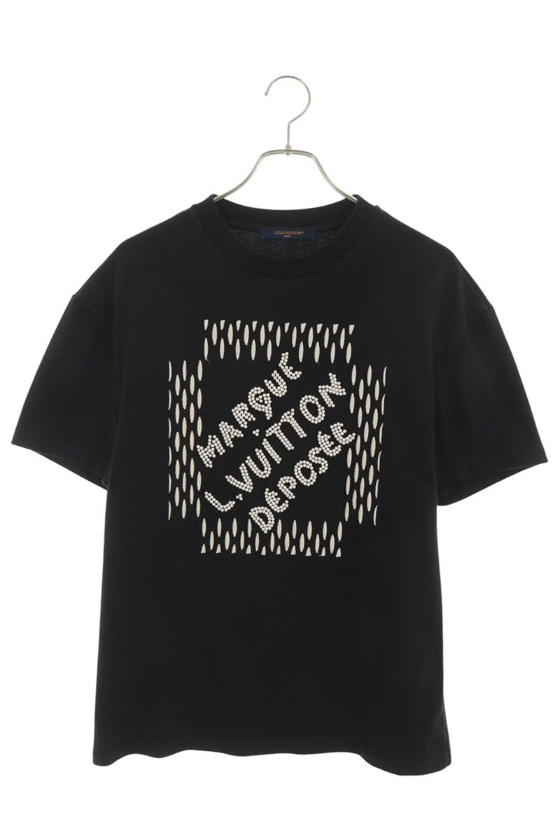 LOUISVUITTON 24SS Front Logo Pearl T-Shirt Black Size XS