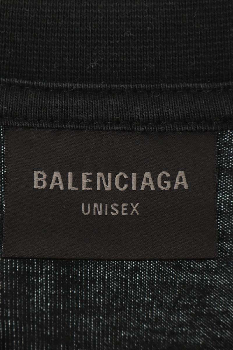 BALENCIAGA Stencil Type Distressed T-Shirt Black Size S