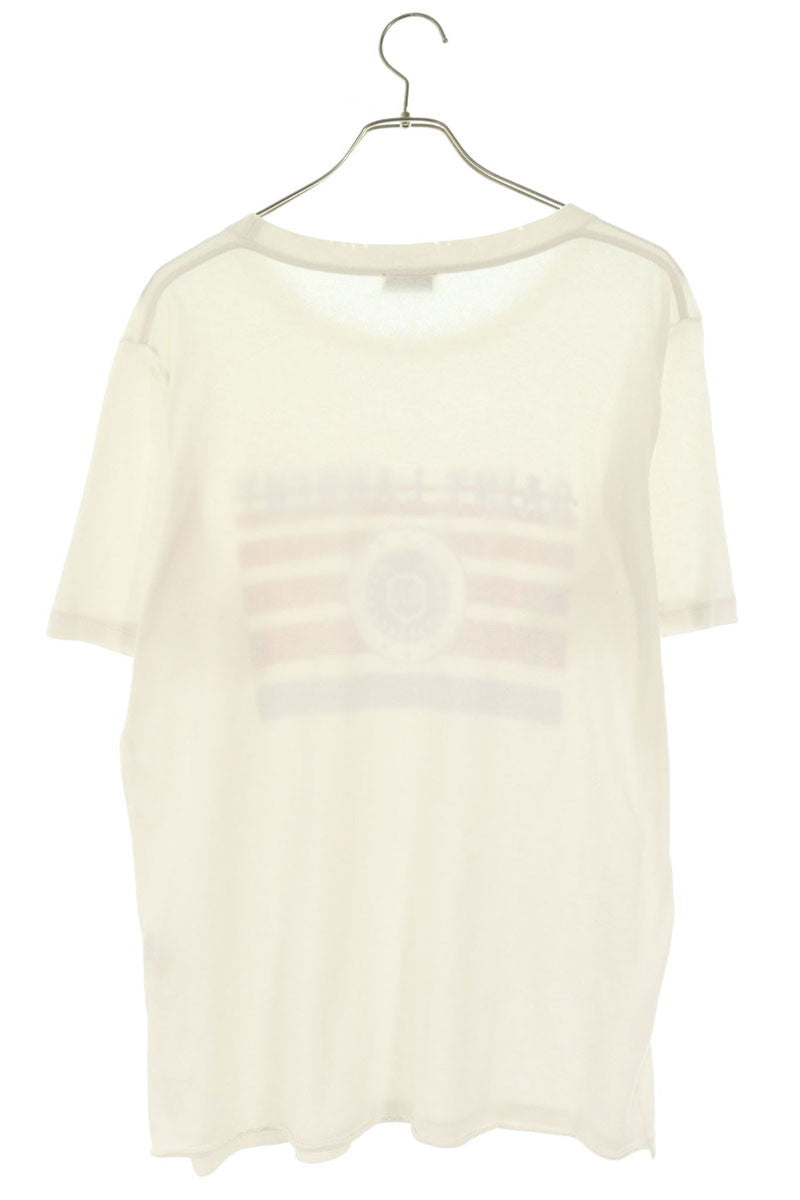 SAINT LAURENT PARIS Distressed Flag T-Shirt White Size S