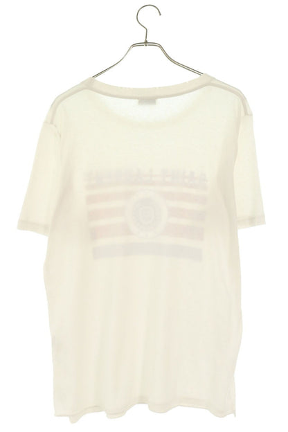 SAINT LAURENT PARIS Distressed Flag T-Shirt White Size S