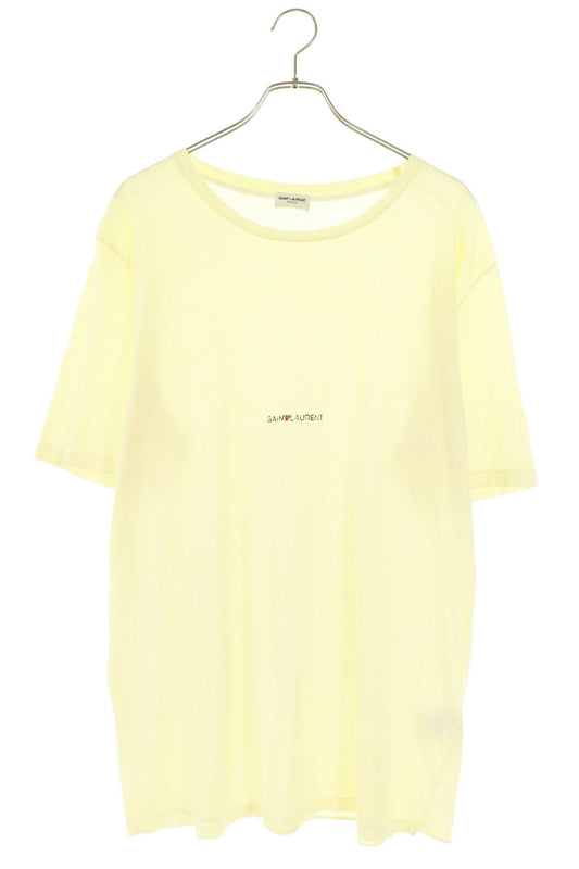 SAINT LAURENT PARIS Square Logo T-Shirt Yellow Size L