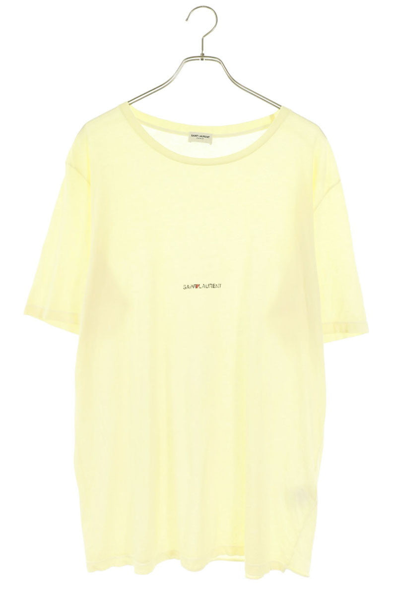 SAINT LAURENT PARIS Square Logo T-Shirt Yellow Size L