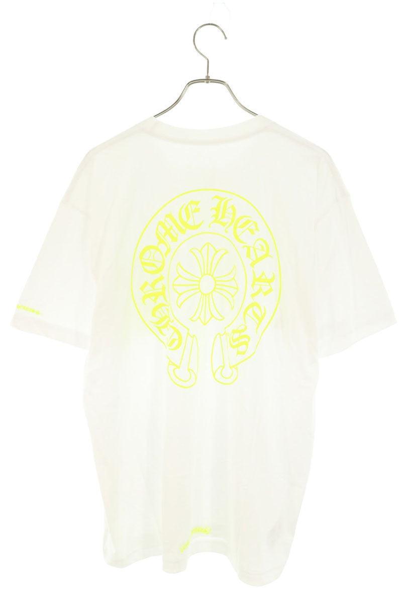 Chrome Hearts Back Horseshoe Print White Yellow T-Shirt Size XL