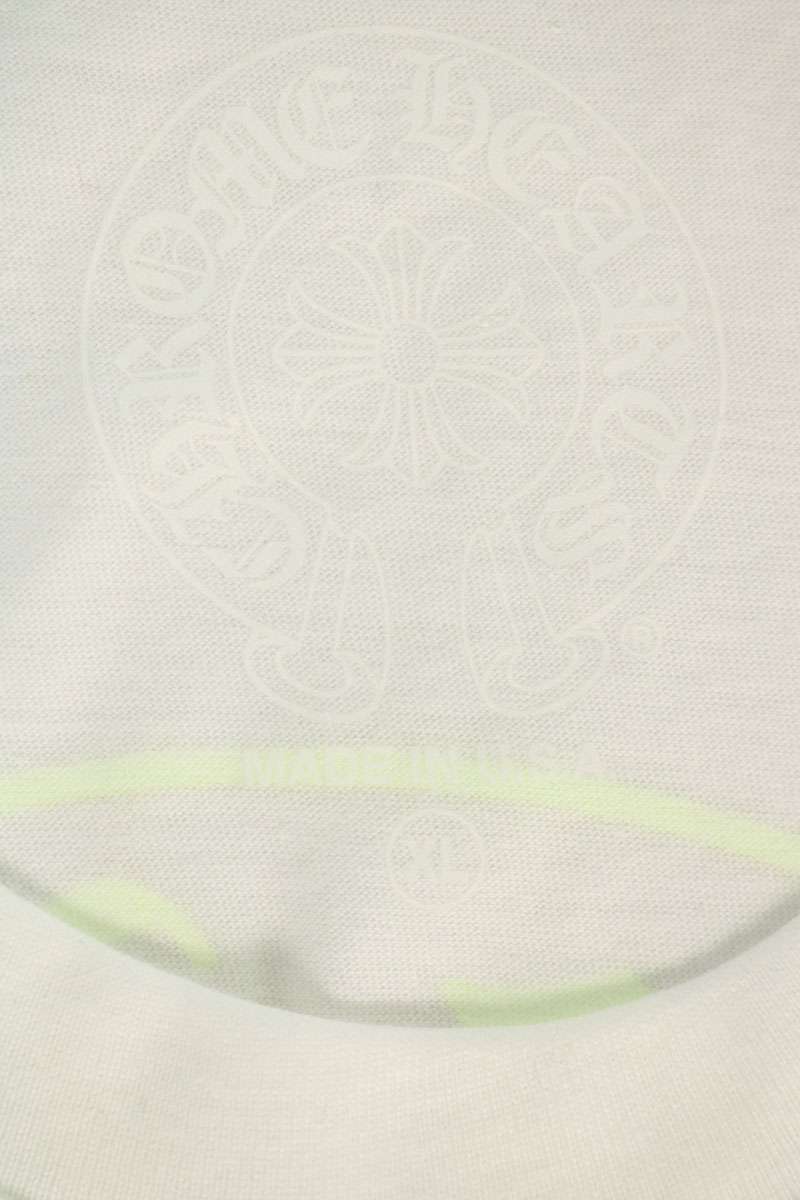Chrome Hearts Back Horseshoe Print White Yellow T-Shirt Size XL