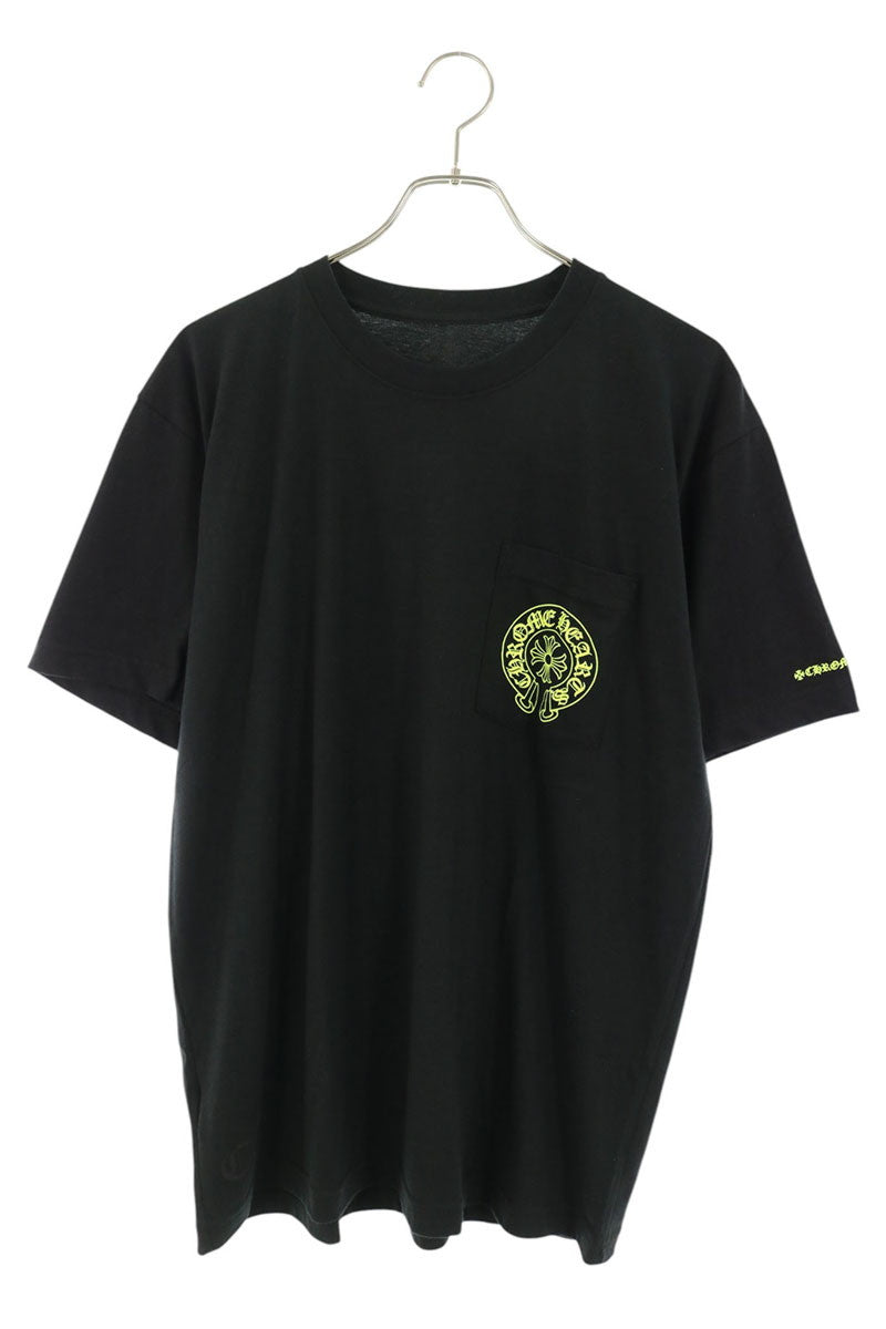 Chrome Hearts Back Horseshoe Print Black Yellow T-Shirt Size L