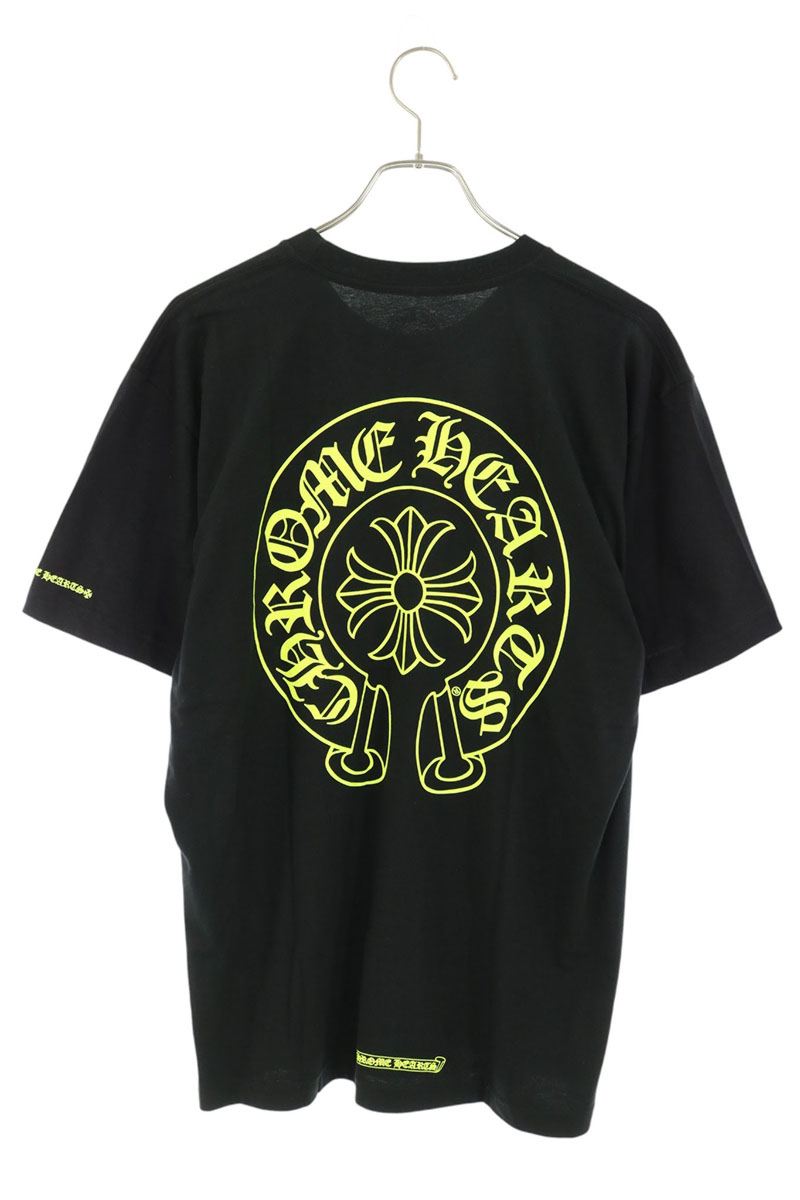 Chrome Hearts Back Horseshoe Print Black Yellow T-Shirt Size L