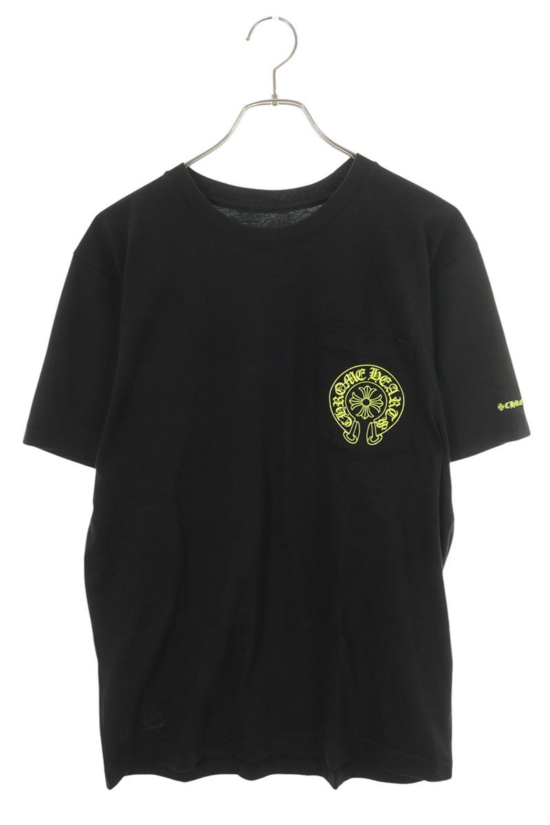 Chrome Hearts Back Horseshoe Print Black Yellow T-Shirt Size M