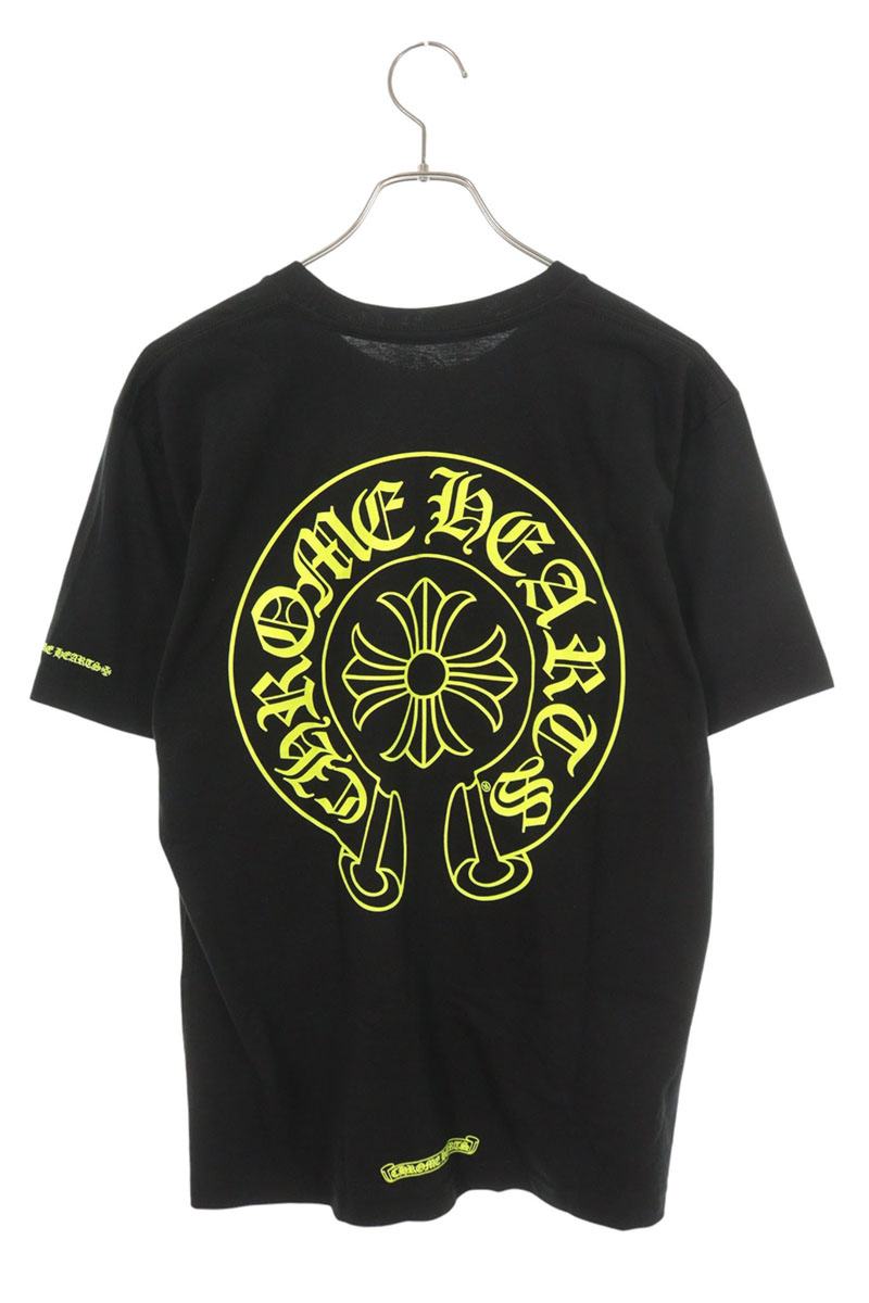 Chrome Hearts Back Horseshoe Print Black Yellow T-Shirt Size M