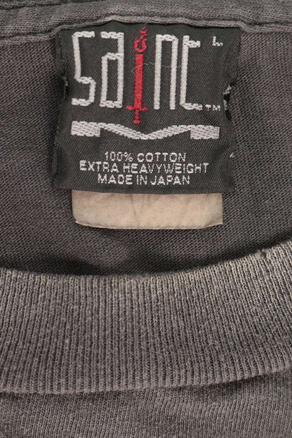 SAINT MICHAEL DAMAGED Print Vintage T-Shirt Grey Size L