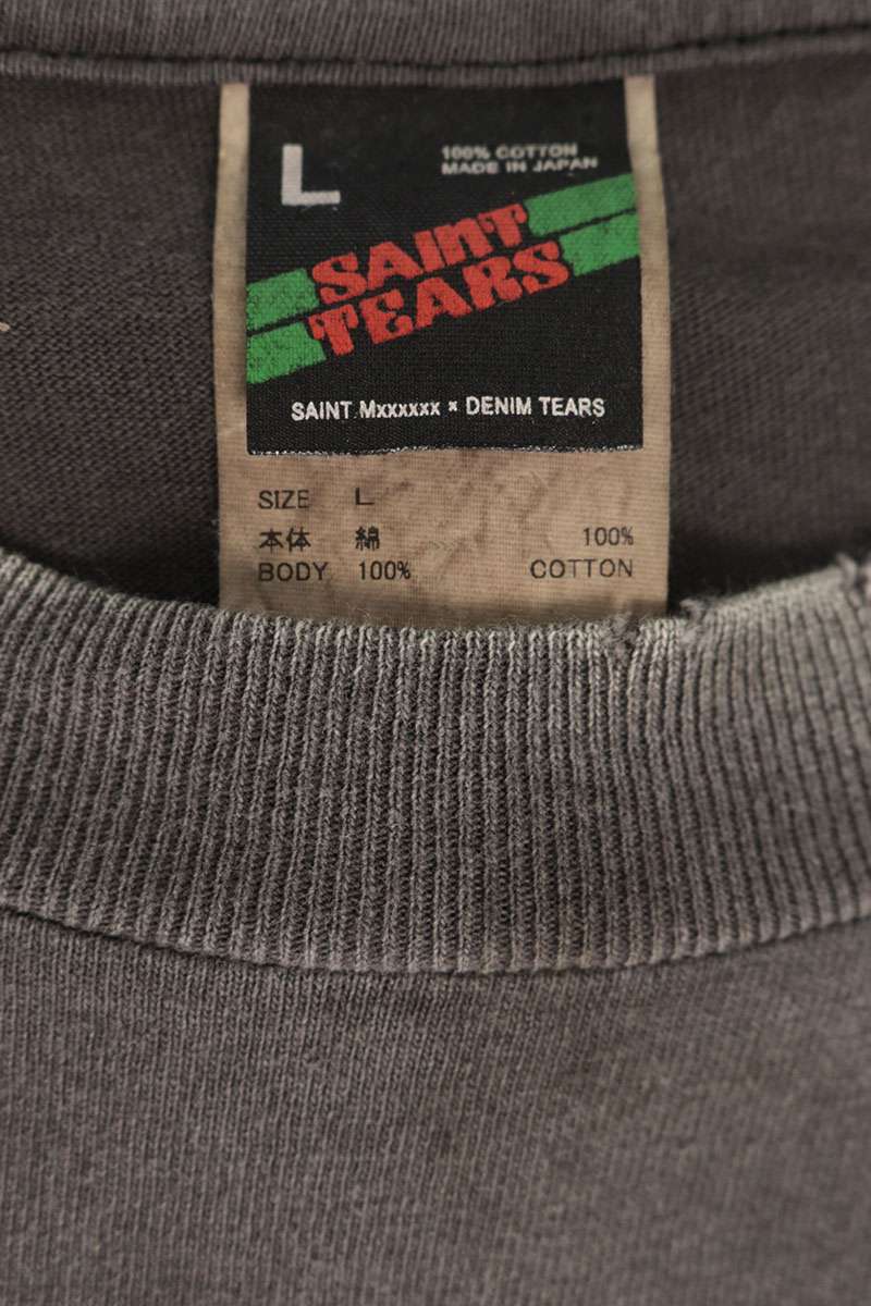SAINT MICHAEL x DENIM TEARS Logo Print T-Shirt Grey Size L