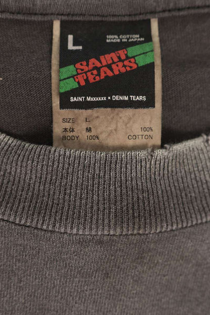 SAINT MICHAEL x DENIM TEARS Logo Print T-Shirt Grey Size L