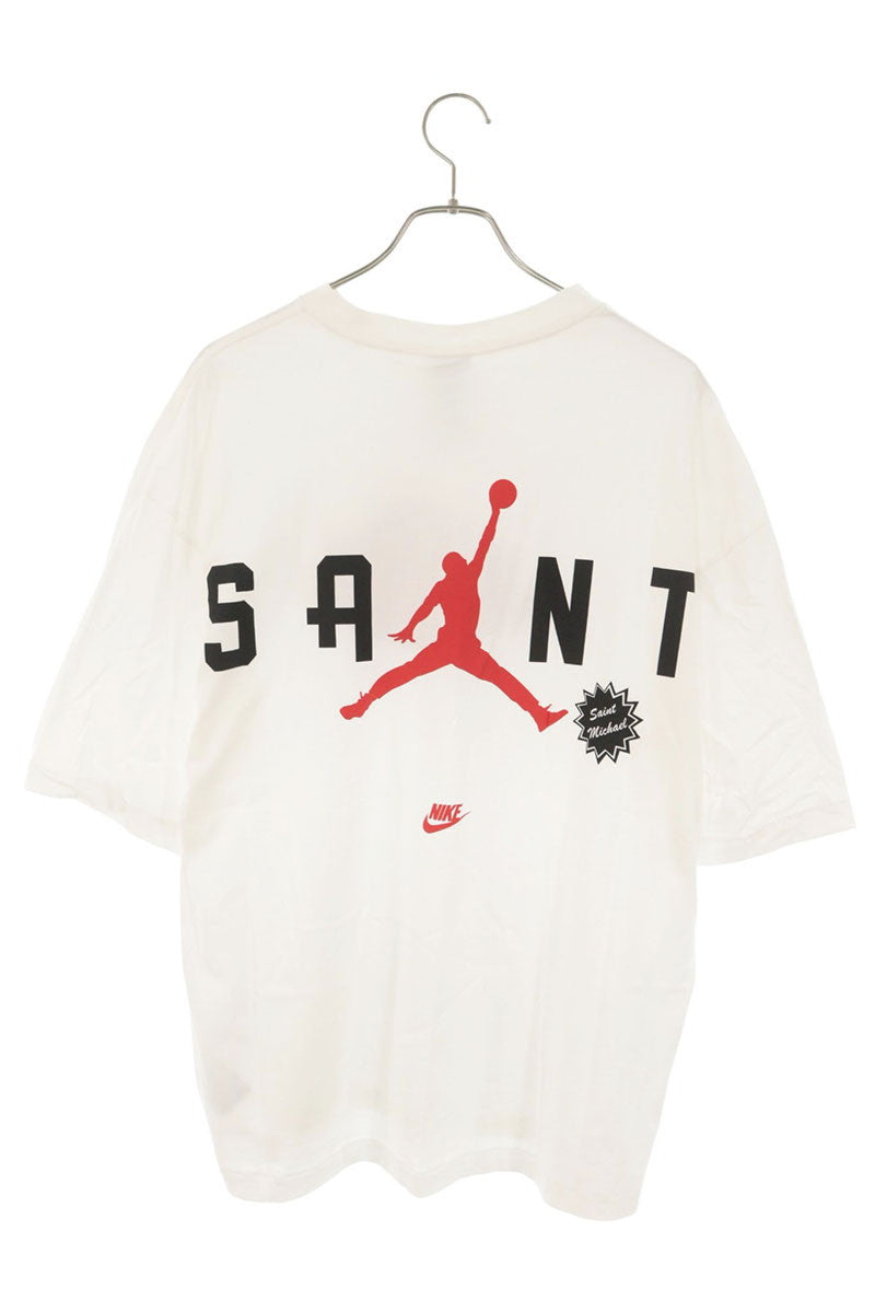 SAINT MICHAEL 26SS x JORDAN Logo Print White Red T-Shirt Size M