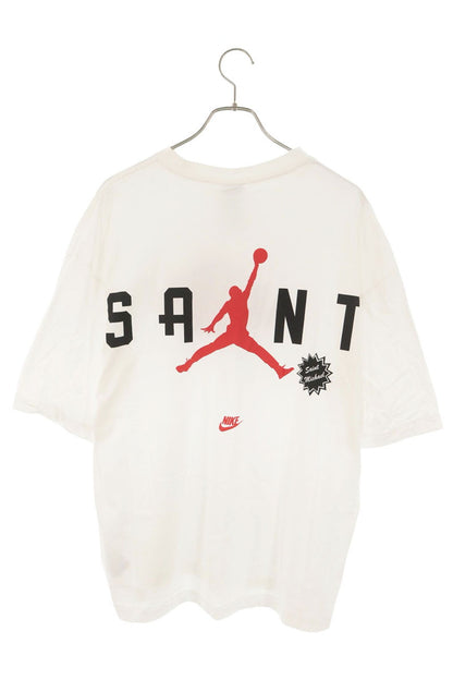 SAINT MICHAEL 26SS x JORDAN Logo Print White Red T-Shirt Size M