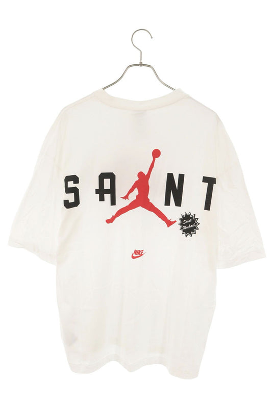 SAINT MICHAEL 26SS x JORDAN Logo Print White Red T-Shirt Size M