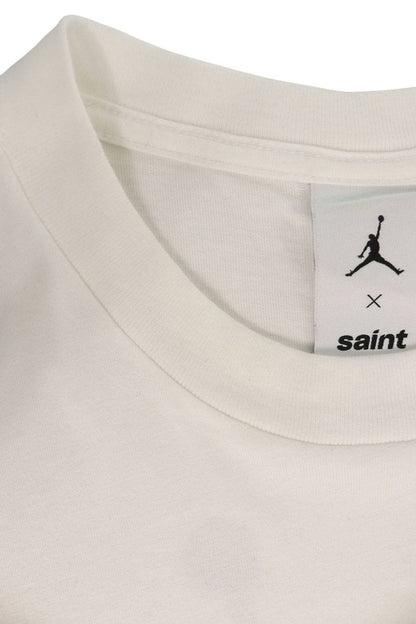 SAINT MICHAEL 26SS x JORDAN Logo Print White Red T-Shirt Size M