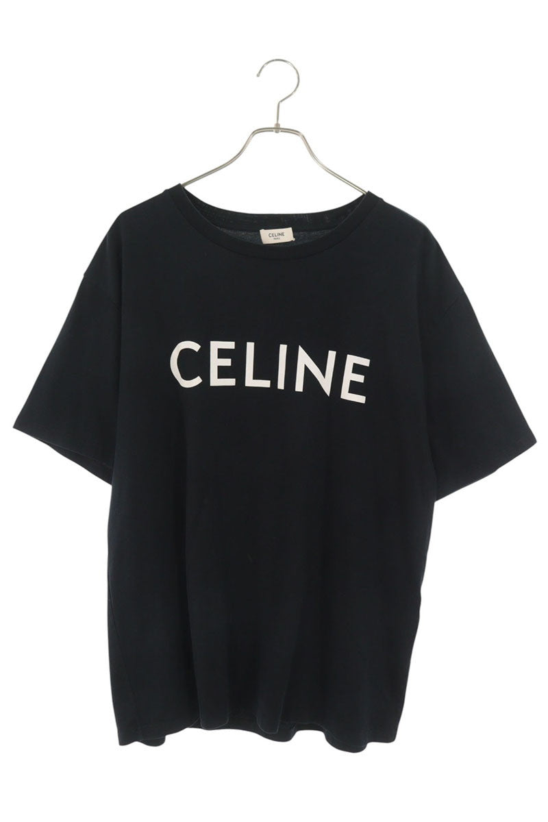 CELINE Loose Fit Logo Print T-Shirt Black Size M