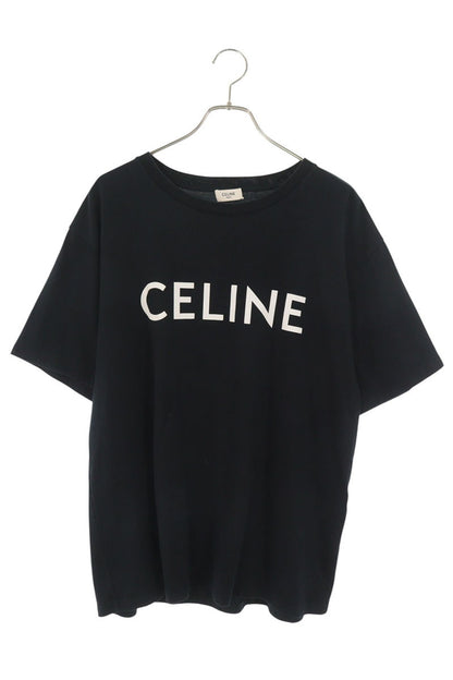 CELINE Loose Fit Logo Print T-Shirt Black Size M