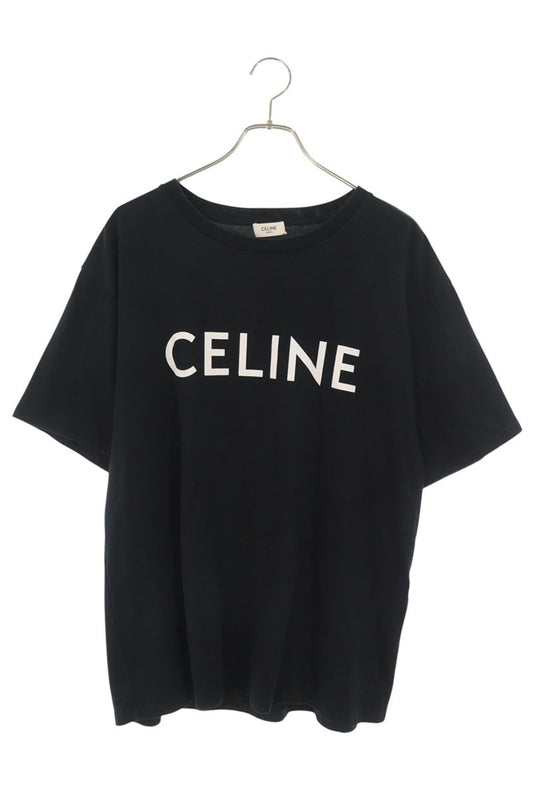 CELINE Loose Fit Logo Print T-Shirt Black Size M