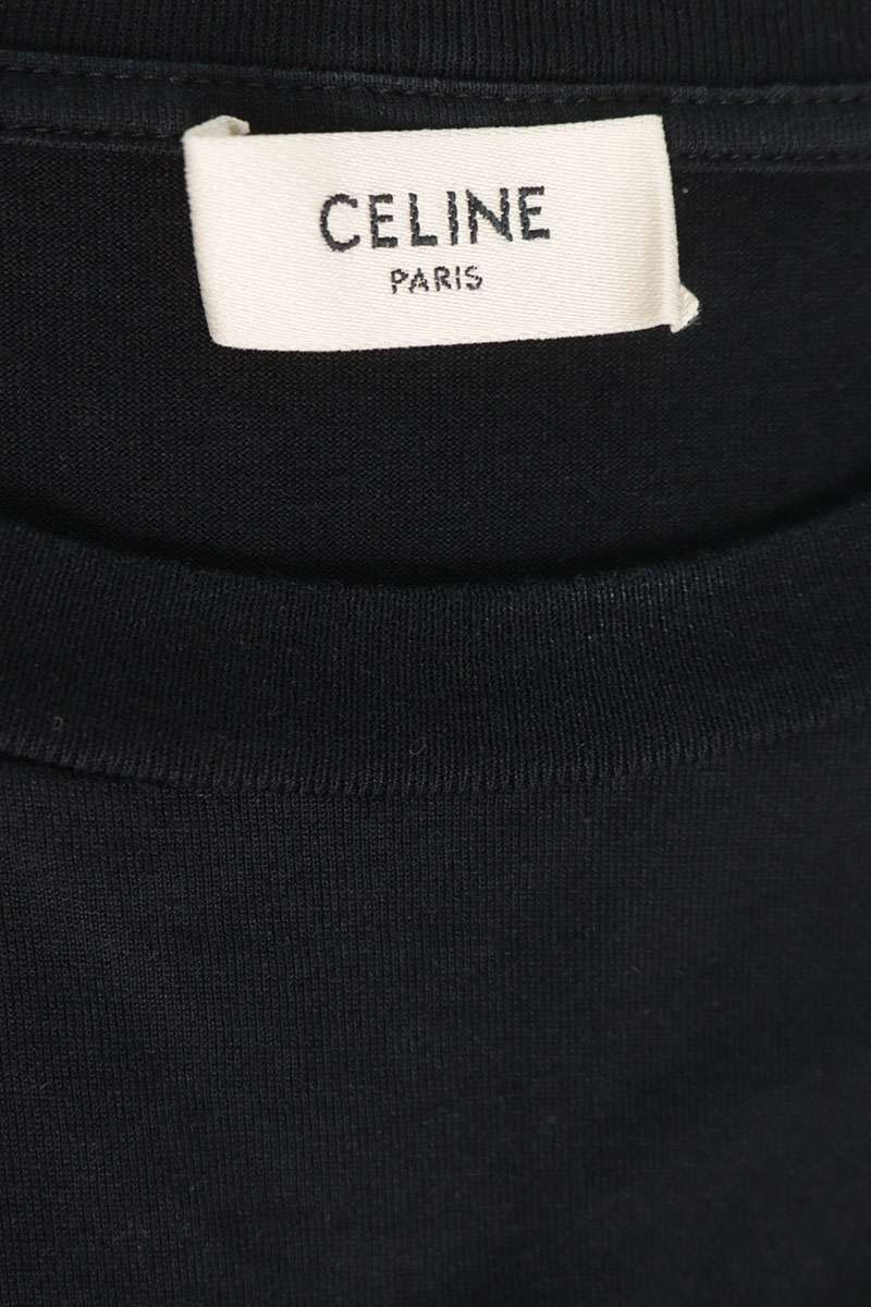 CELINE Loose Fit Logo Print T-Shirt Black Size M