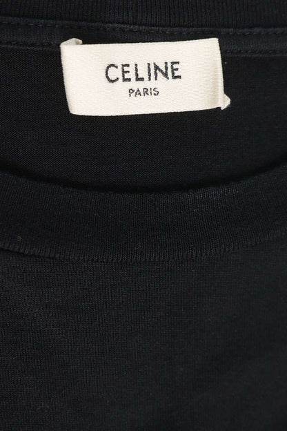 CELINE Loose Fit Logo Print T-Shirt Black Size M