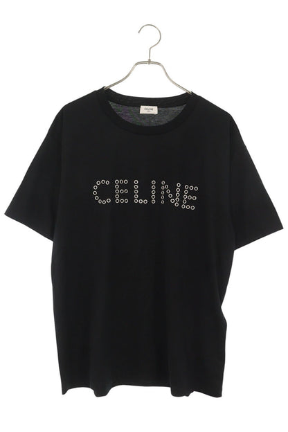 CELINE Loose Fit Logo Studded T-Shirt Black Size M