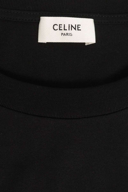 CELINE Loose Fit Logo Studded T-Shirt Black Size M