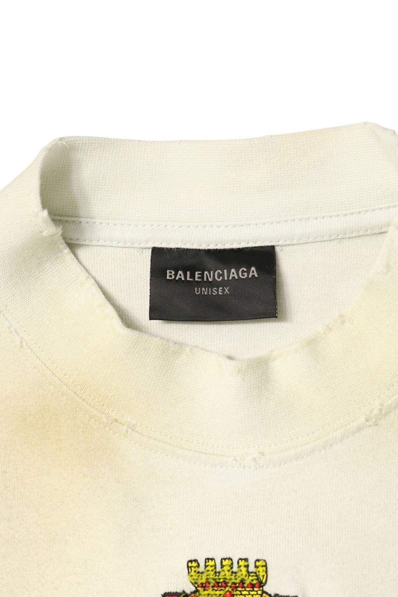 BALENCIAGA Distressed Dust Process T-Shirt White Size 1